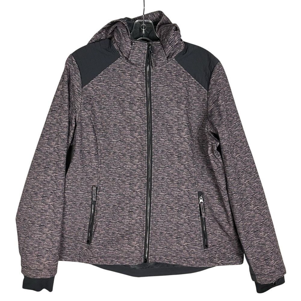 Free Country‎ Thermal Hooded Jacket Size L Pink / Gray Fleece Lining